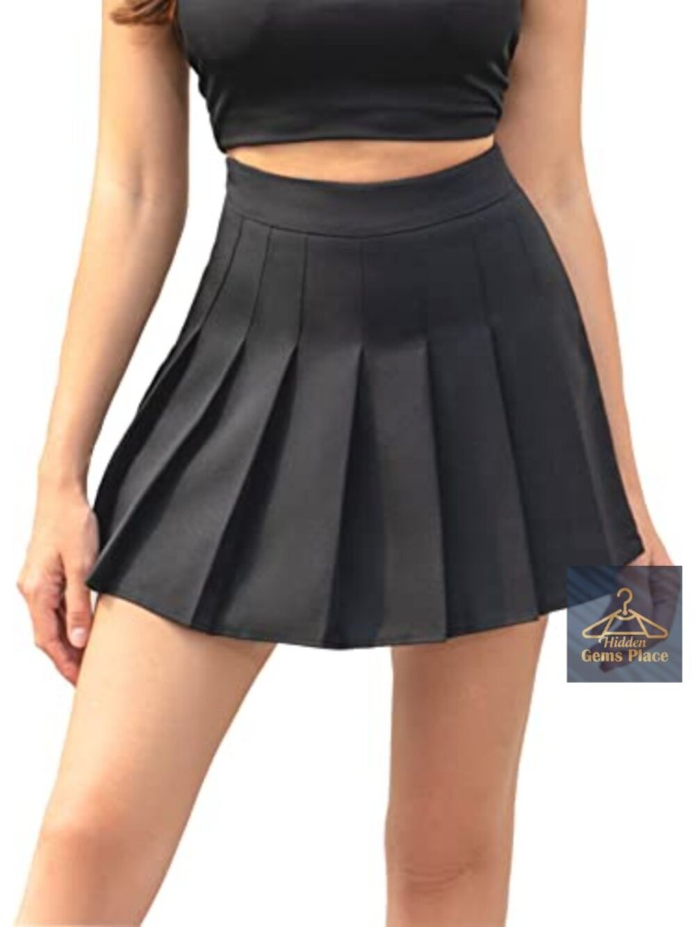 Women's High Waist Pleated A-Line Skater Tennis Skirt with Inner Shorts